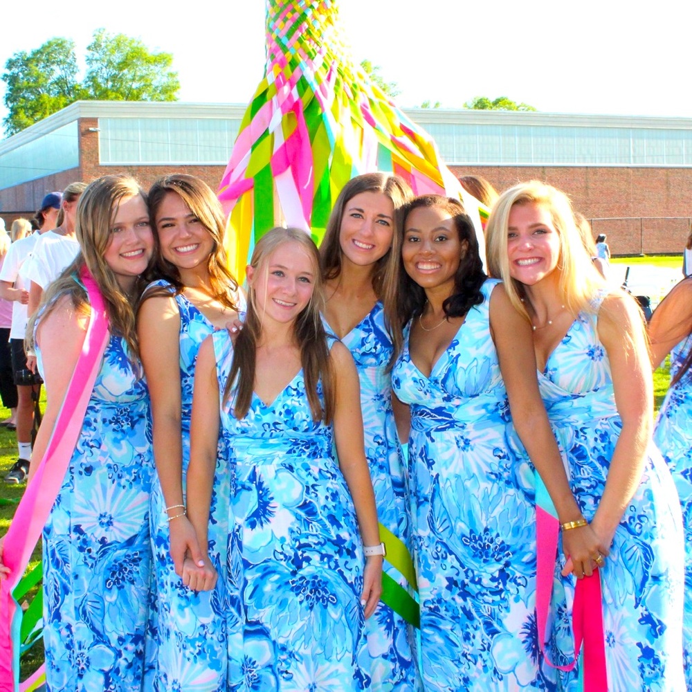 Lilly Pulitzer Maxi Dress Blue Spring Long V Neck